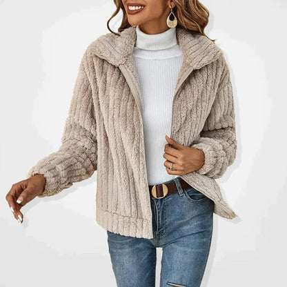 Teddy Coat for Women - Winter Soft Fleece with Zip and High Collar