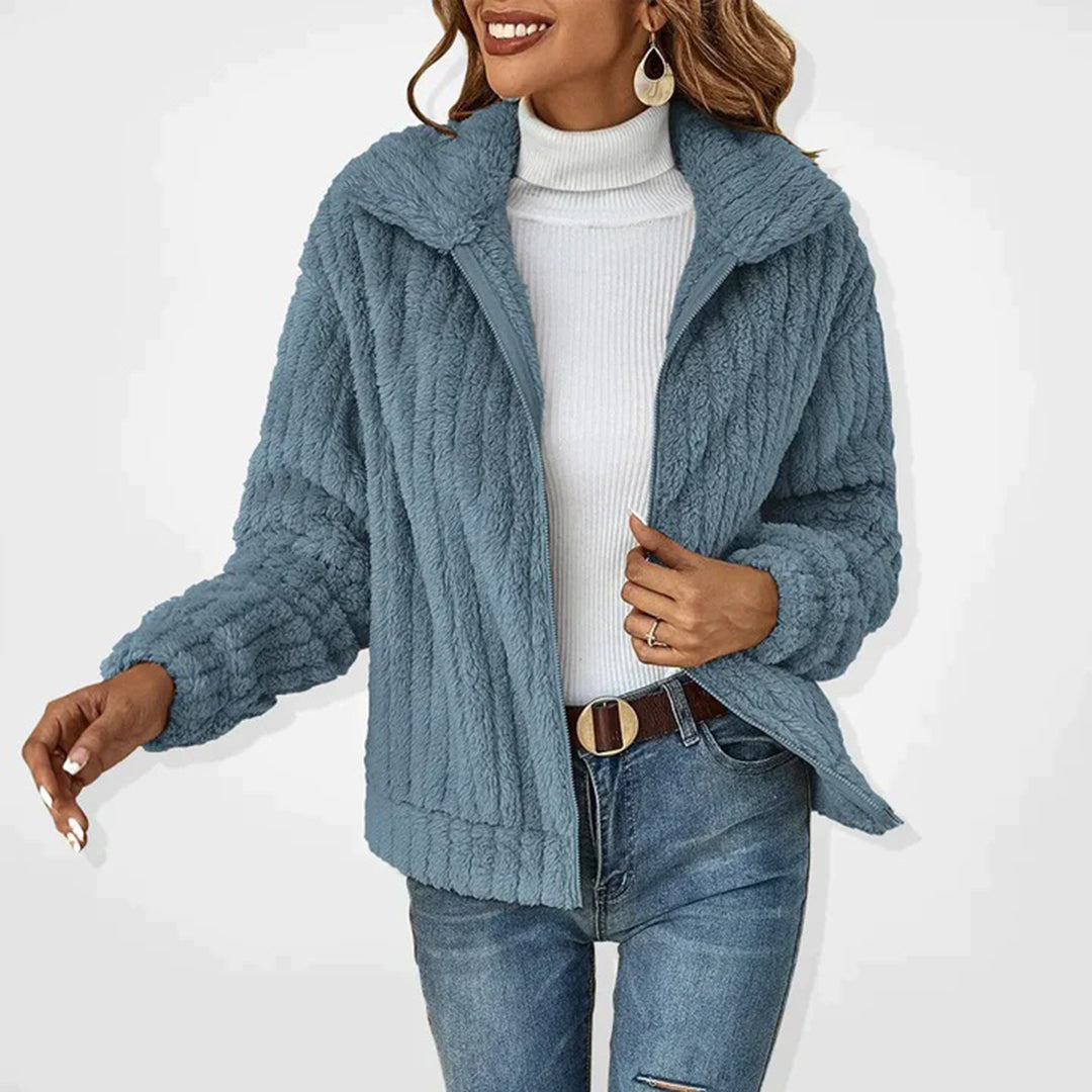 Teddy Coat for Women - Winter Soft Fleece with Zip and High Collar