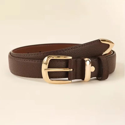 Narrow belt with gold buckle