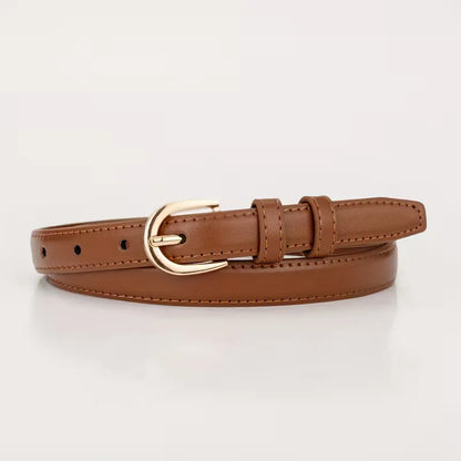 Narrow belt with half-oval buckle