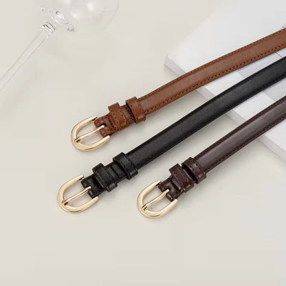 Narrow belt with half-oval buckle