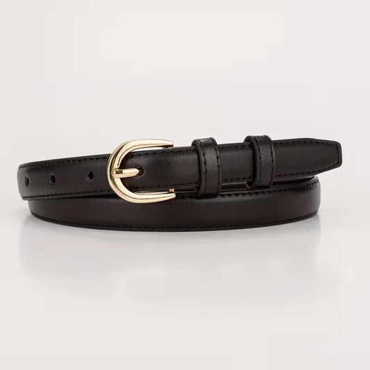 Narrow belt with half-oval buckle