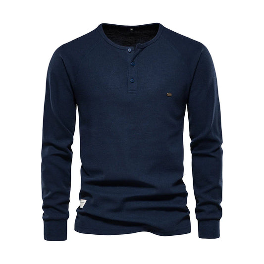 Heren shirt met lange mouwen en ronde hals