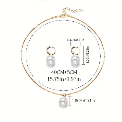 Necklace with Pearl and Earrings