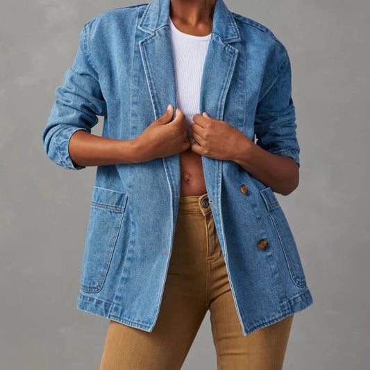 Chaqueta de mezclilla casual y elegante para mujer