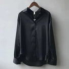 Ladies' Refined Satin Oversized Blouse with Collar