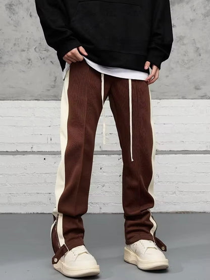 Unisex 90s Inspired Sweatpants with Side Stripe and Zip Detail at the Bottom