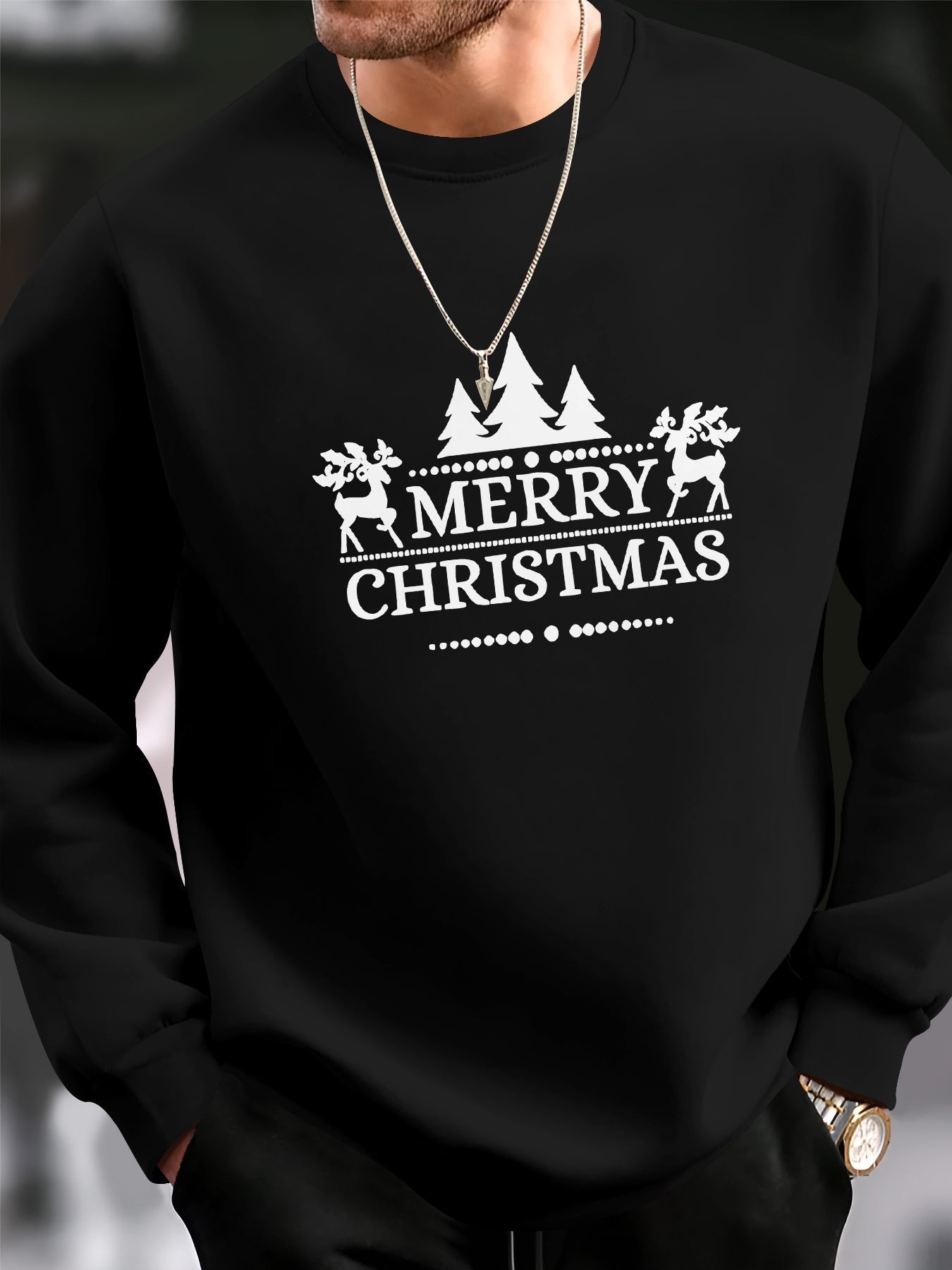 Niels | Men's Casual Christmas Jumper with Merry Christmas Print