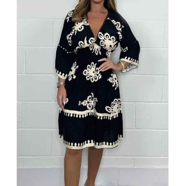 Fashionable Dress with V-Neck - Kristienne