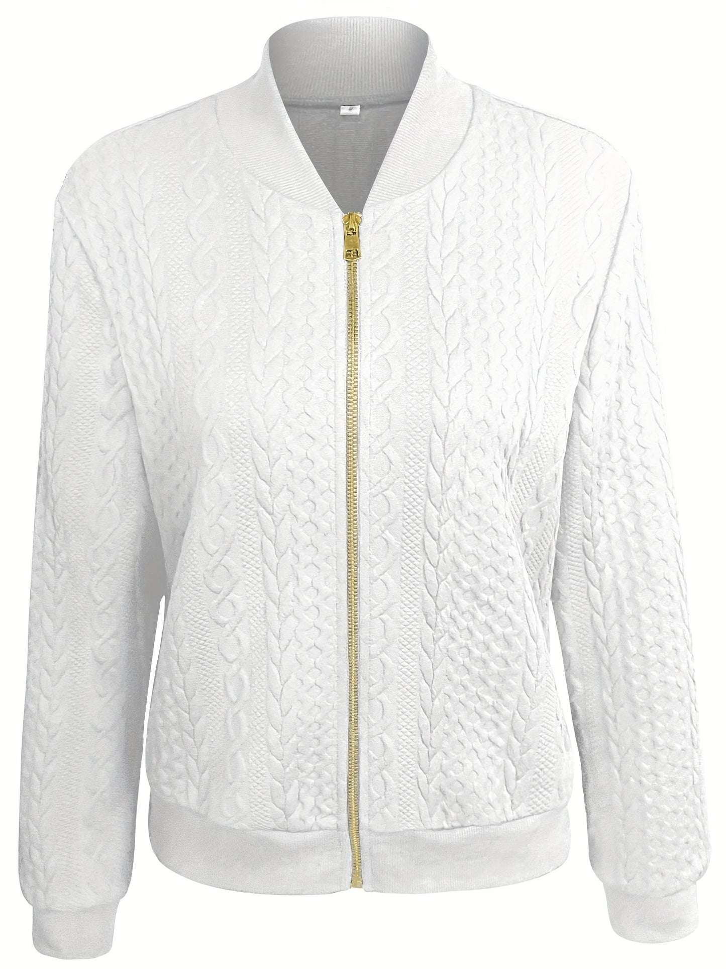 Nina | Casual bomber jacket with texture and zip fastening
