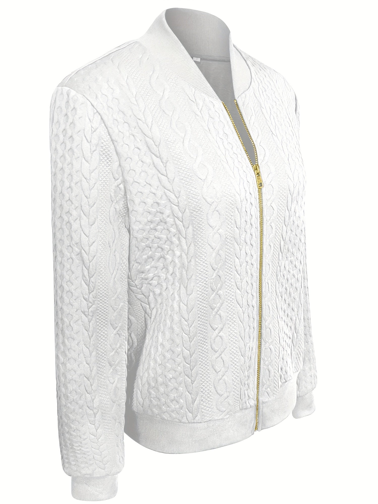 Nina | Casual bomber jacket with texture and zip fastening