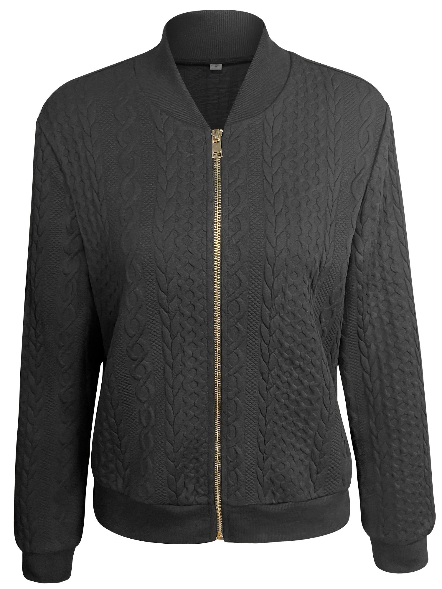 Nina | Casual bomber jacket with texture and zip fastening