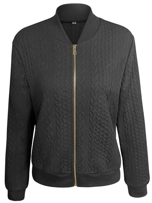 Nina | Casual bomber jacket with texture and zip fastening