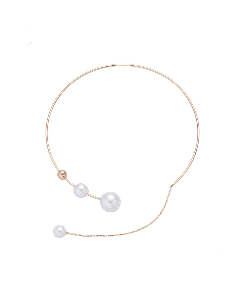 Nina | Clavicle Necklace with Faux Pearl