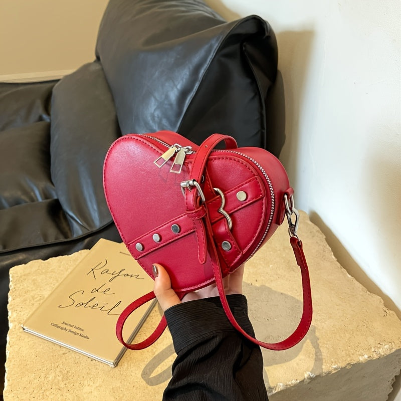 Nina | Heart-Shaped Shoulder Bag in Solid Colour