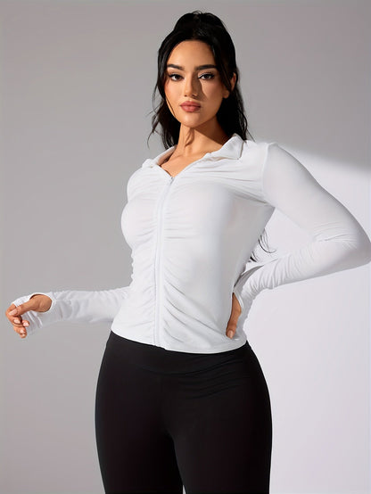 Nina | Plain Colour Casual Sports Jacket with Long Sleeves and Full Zip