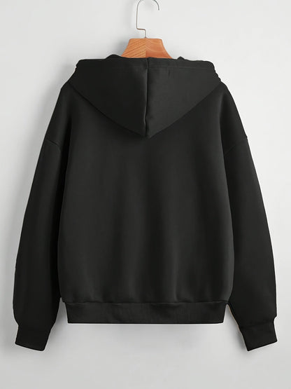 Nina | Plain Colour Hoodie with Drawstring and Thick Zip