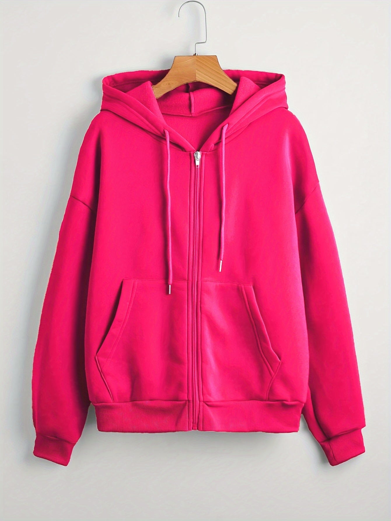 Nina | Plain Colour Hoodie with Drawstring and Thick Zip
