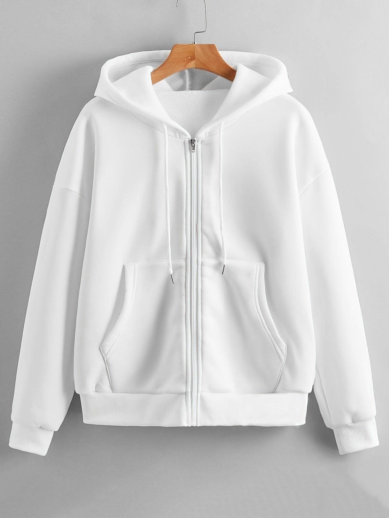 Nina | Plain Colour Hoodie with Drawstring and Thick Zip