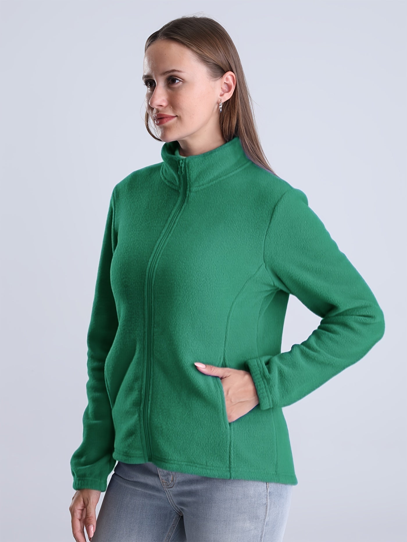 Nina | Plain plush-lined jacket with zip and pockets