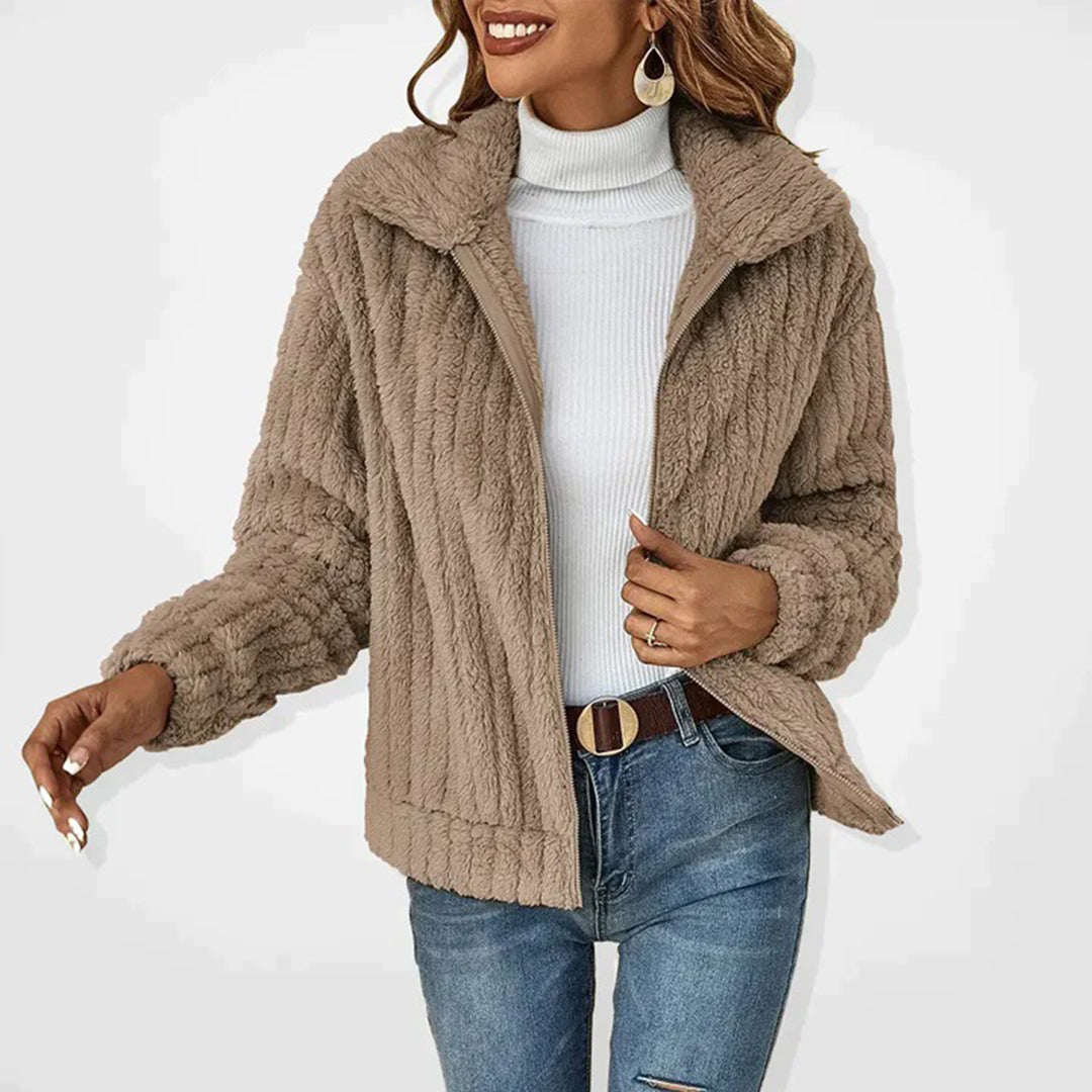 Teddy Coat for Women - Winter Soft Fleece with Zip and High Collar