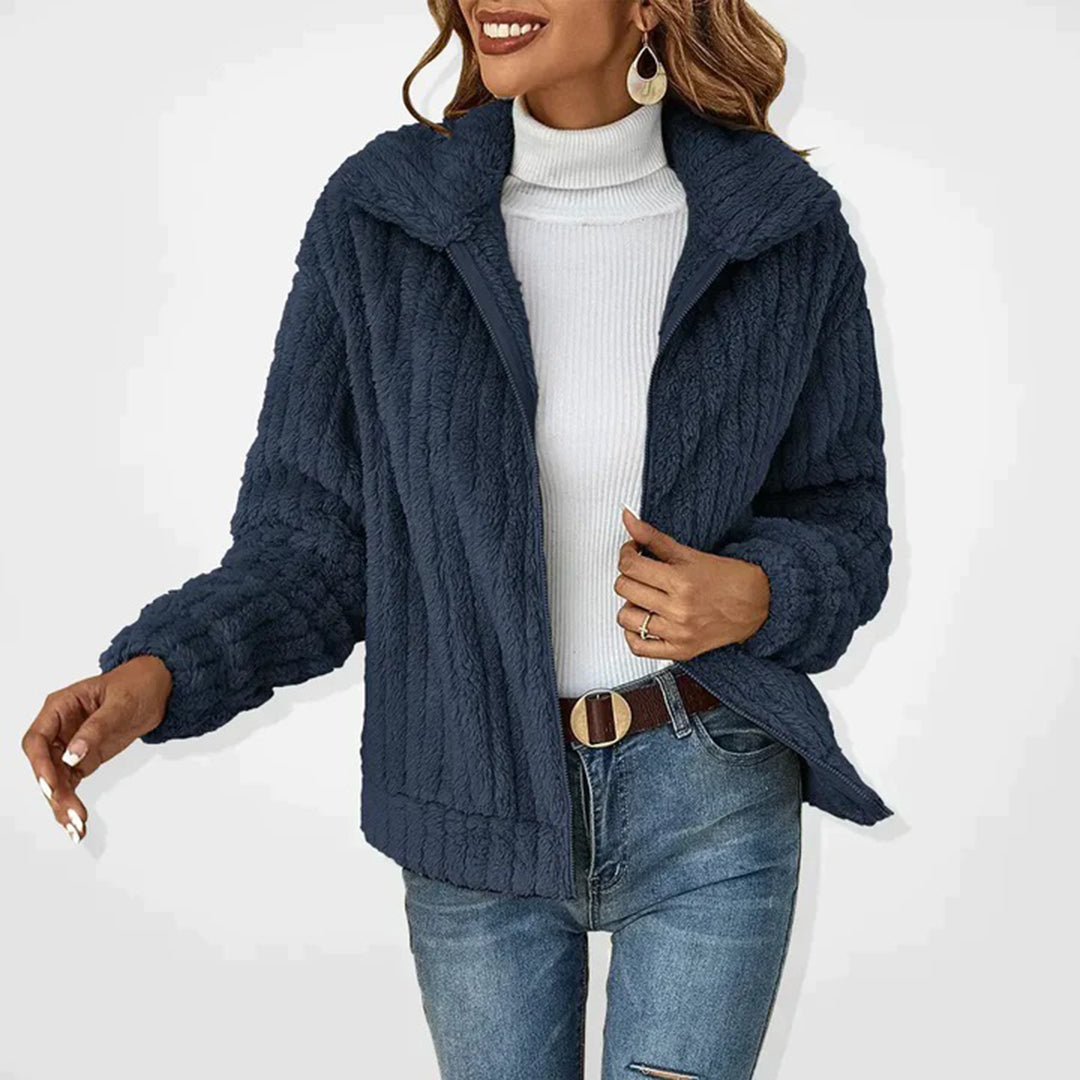 Teddy Coat for Women - Winter Soft Fleece with Zip and High Collar