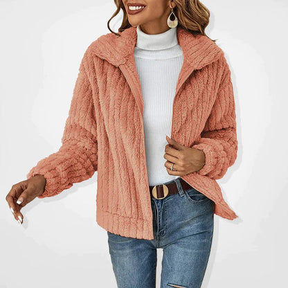 Teddy Coat for Women - Winter Soft Fleece with Zip and High Collar