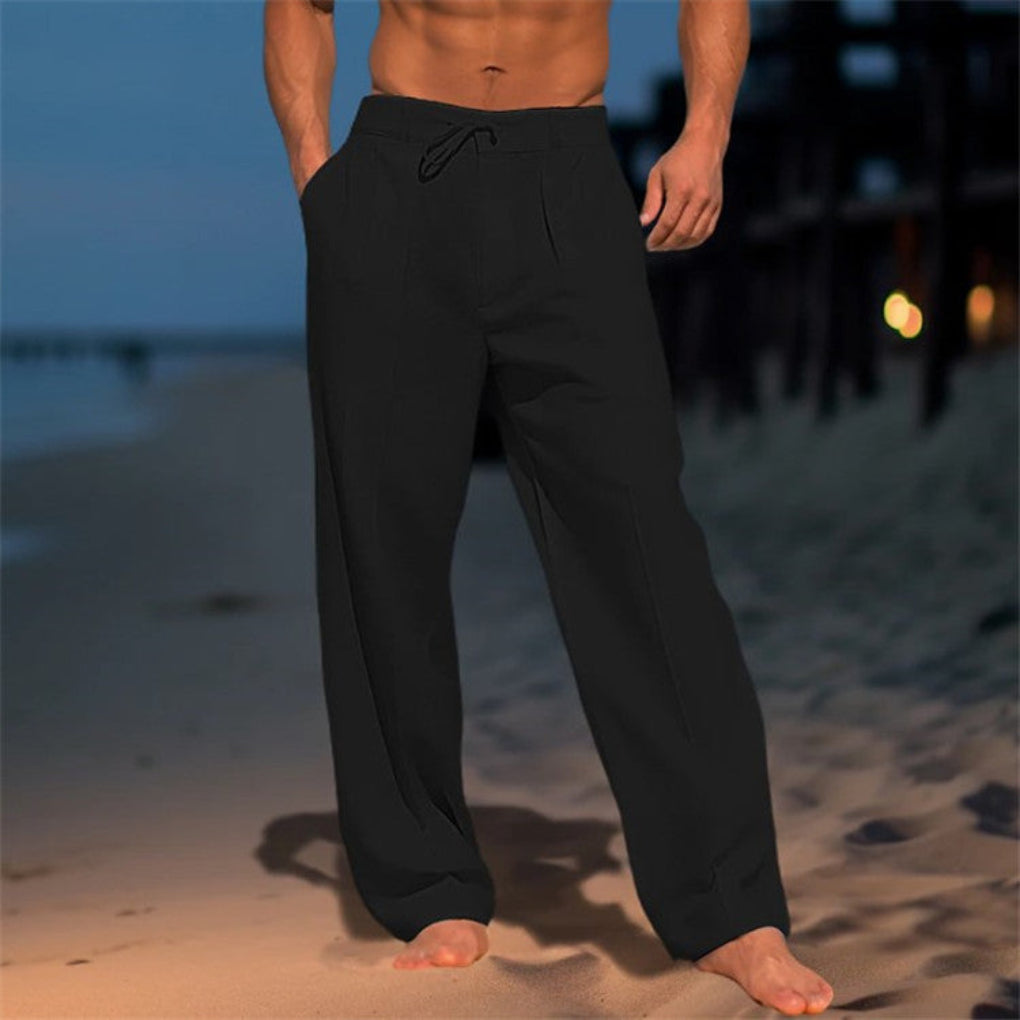 Linen Relaxed Fit Drawstring Trousers – Comfort and Style for Summer