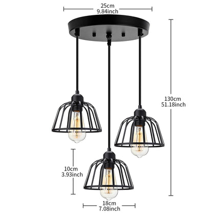 Retro Industrial Pendant Light Black Metal