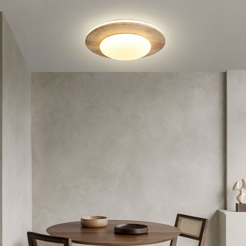 Medieval Ceiling Lamp in Cream Travertine Style