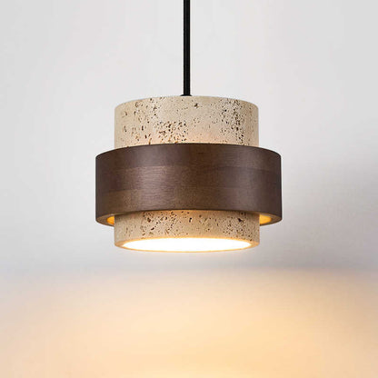 Retro Minimalist Pendant Lamp with Yellow Travertine