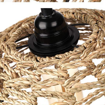 Retro Handwoven Pendant Lamp Cotton and Seaweed