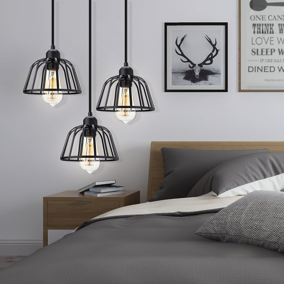 Retro Industrial Pendant Light Black Metal
