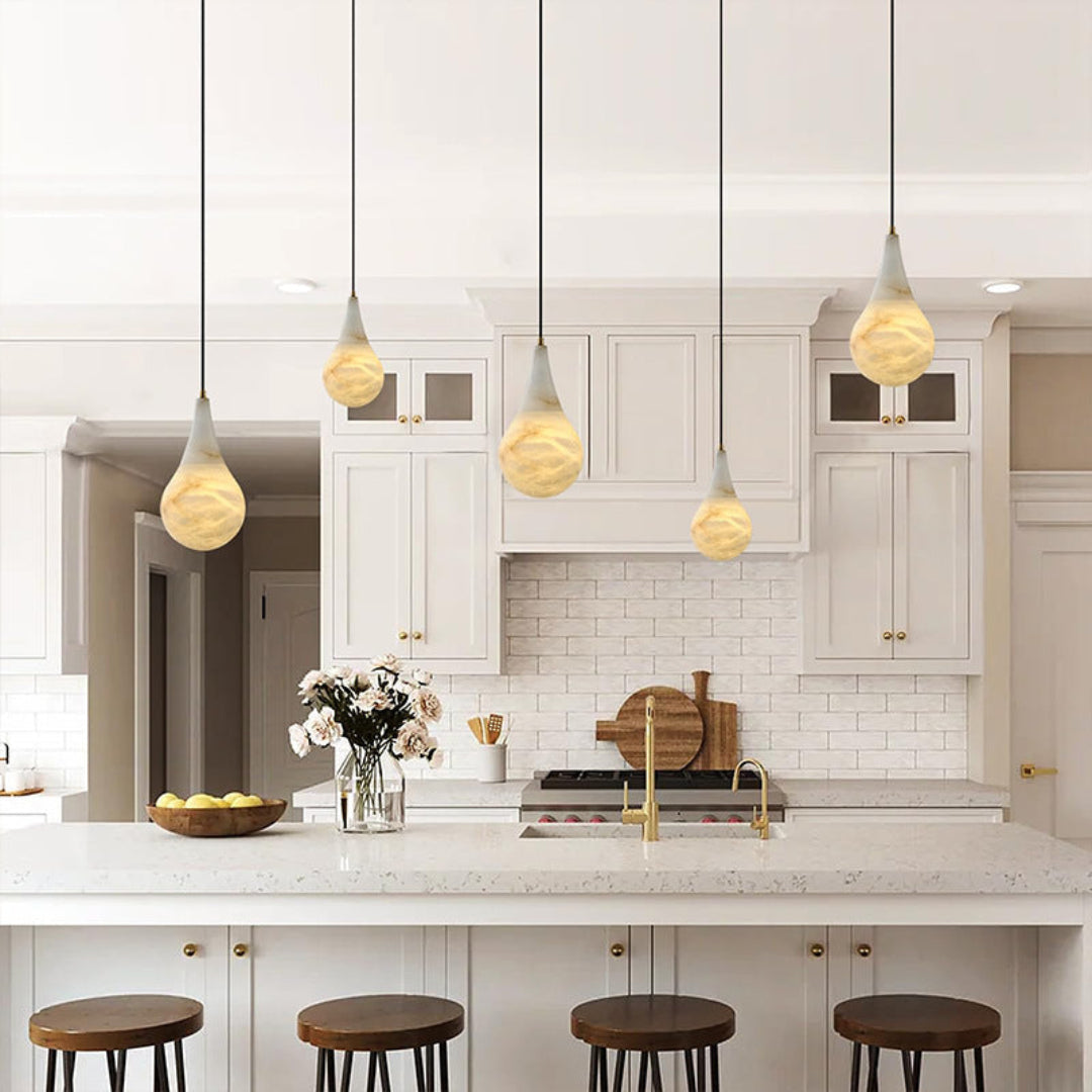 Suspension goutte de pluie Luxe Alabaster - Lustre LED moderne