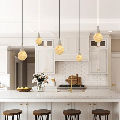 Suspension goutte de pluie Luxe Alabaster - Lustre LED moderne