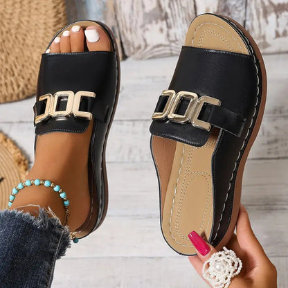 Open toe wedge sandals with soft insole