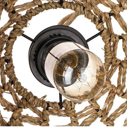 Retro Handwoven Pendant Lamp Cotton and Seaweed