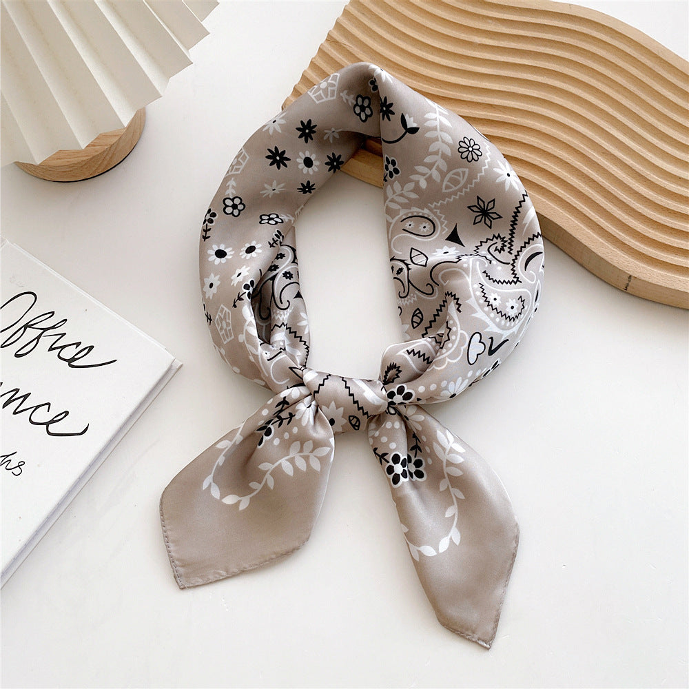 Satin Scarf with Print for Women