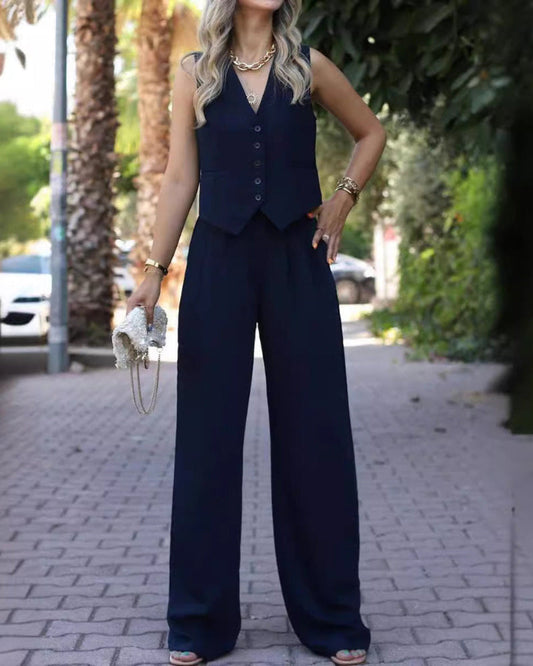 Eleganter ärmelloser Blazer-Anzug für Damen