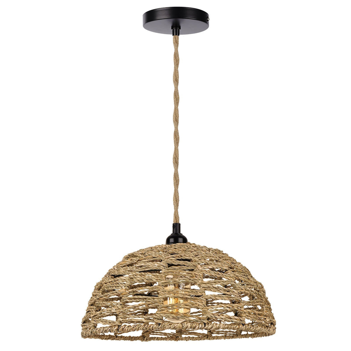 Retro Handwoven Pendant Lamp Cotton and Seaweed
