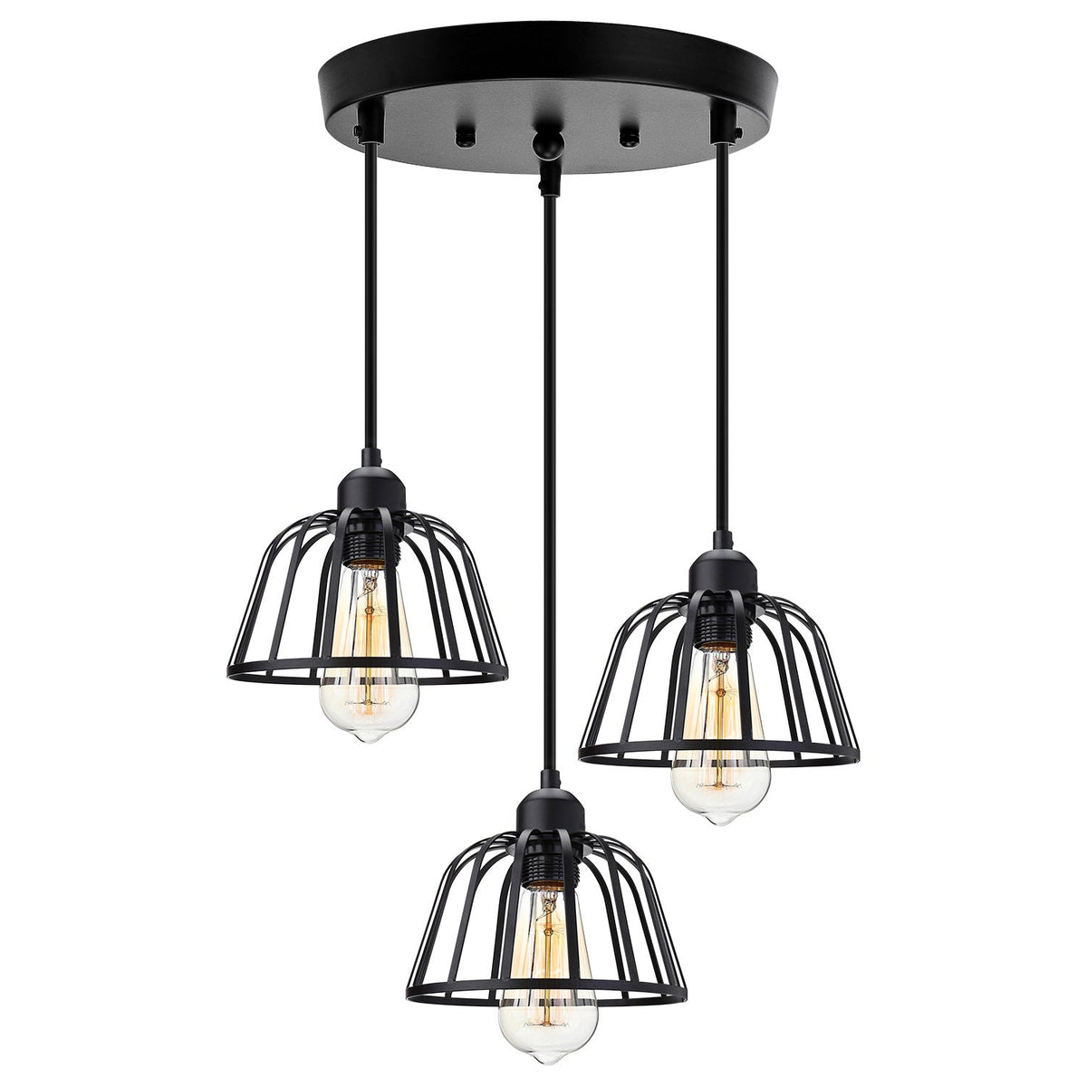 Retro Industrial Pendant Light Black Metal