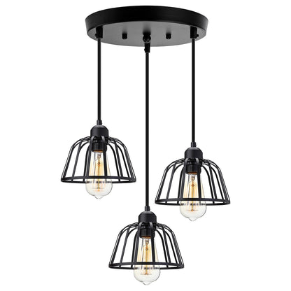 Retro Industrial Pendant Light Black Metal