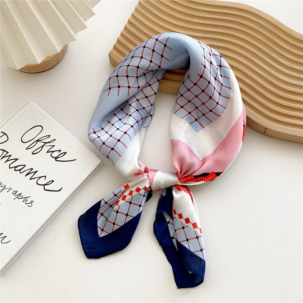Satin Scarf with Print for Women