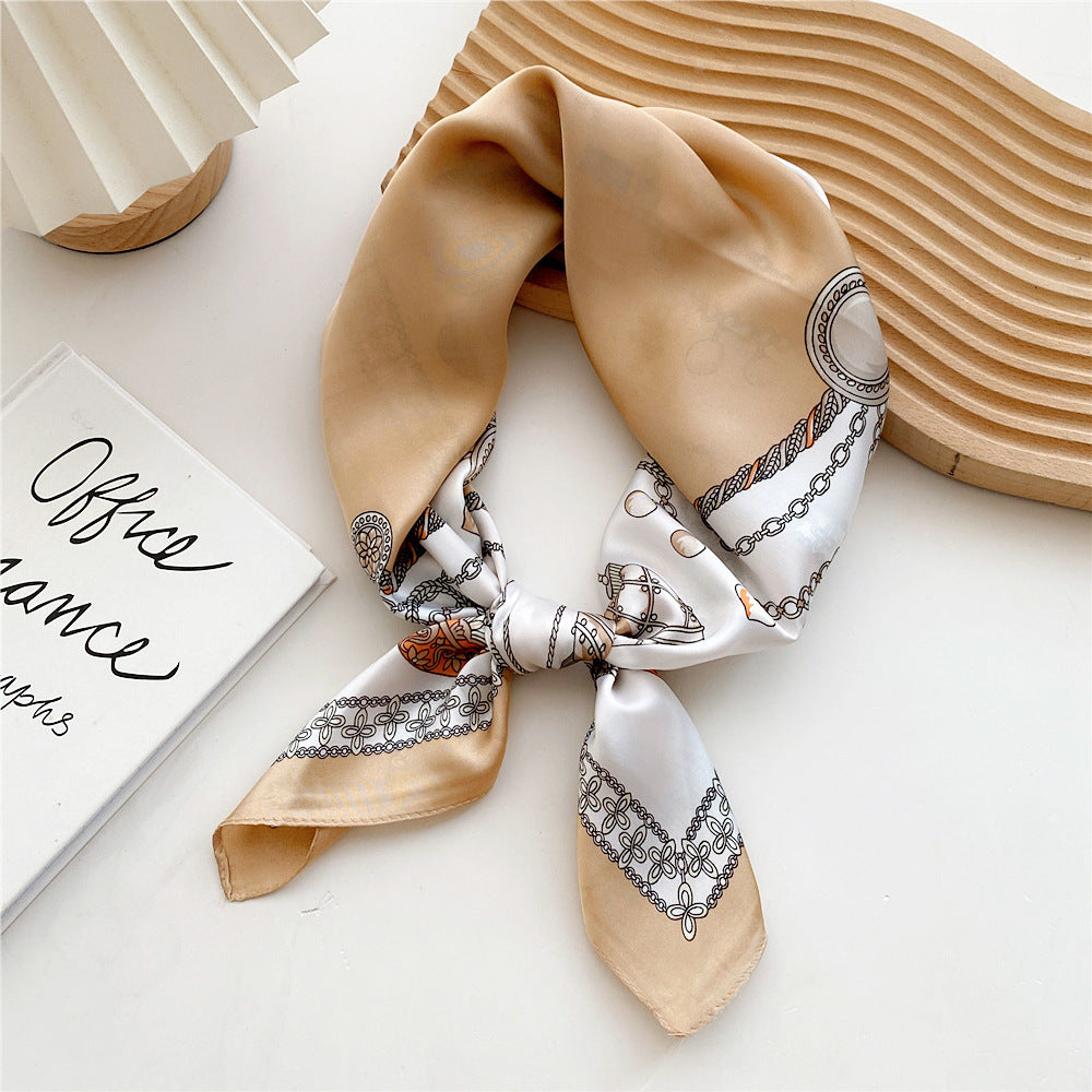 Satin Scarf with Print for Women