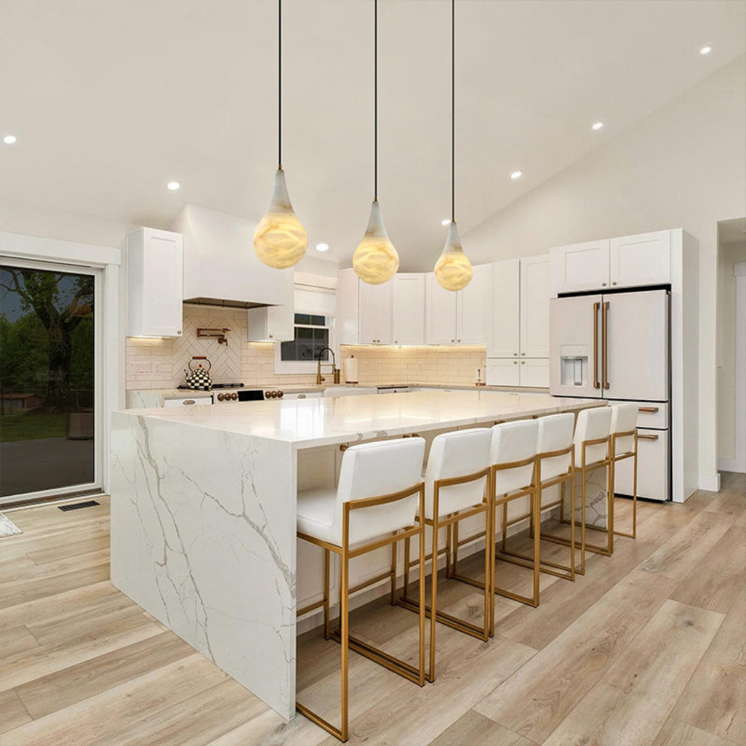 Suspension goutte de pluie Luxe Alabaster - Lustre LED moderne