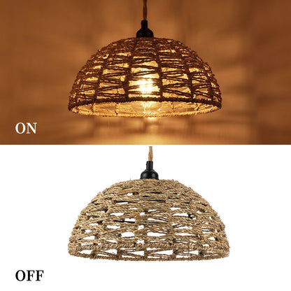 Retro Handwoven Pendant Lamp Cotton and Seaweed
