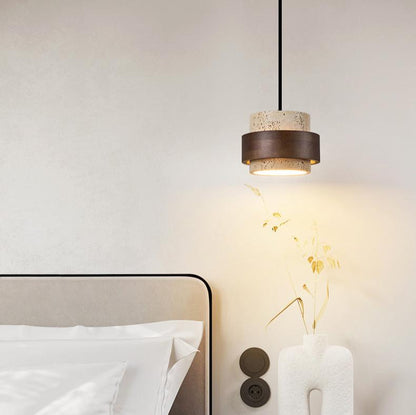 Retro Minimalist Pendant Lamp with Yellow Travertine