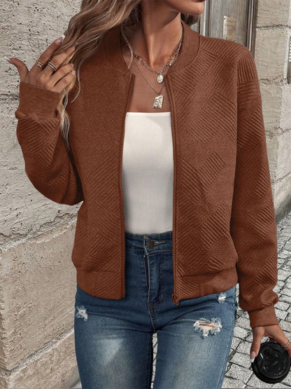 Ladies Light Bomber Jacket with Zip and Ribbed Cuffs