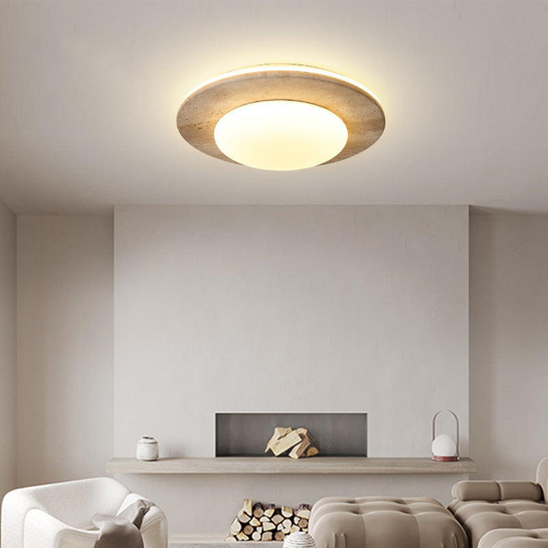 Medieval Ceiling Lamp in Cream Travertine Style