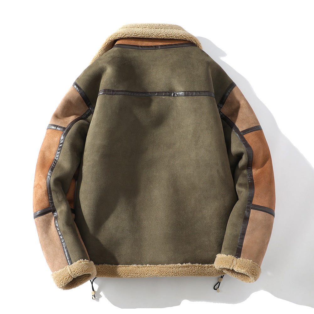 Giacca da uomo in shearling con blocchi di colore – Foderata e dal taglio rilassato